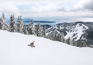 snowboarder on cypress mountain