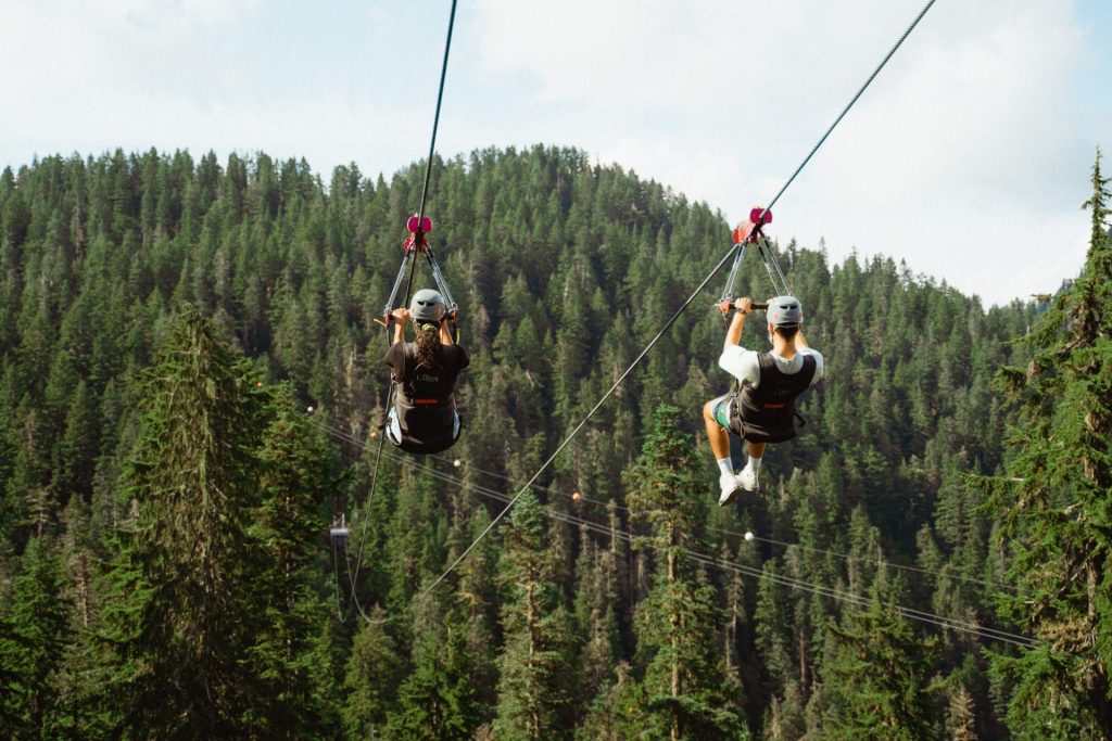two people zip lining