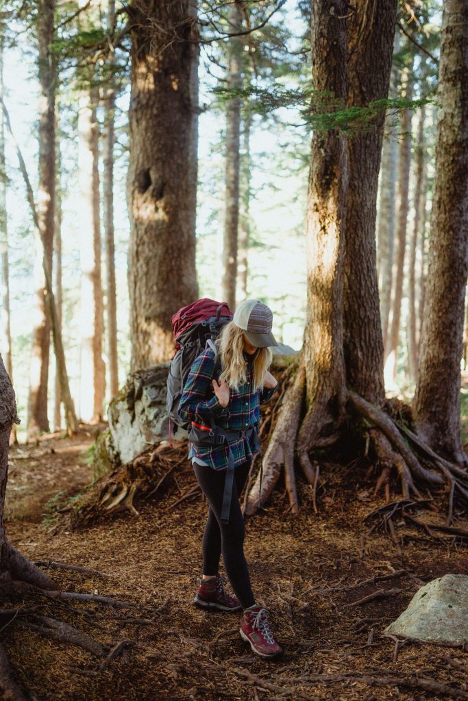 woman hiking in forest