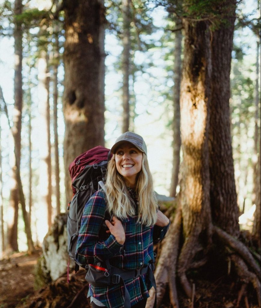 Girl smiling in forest